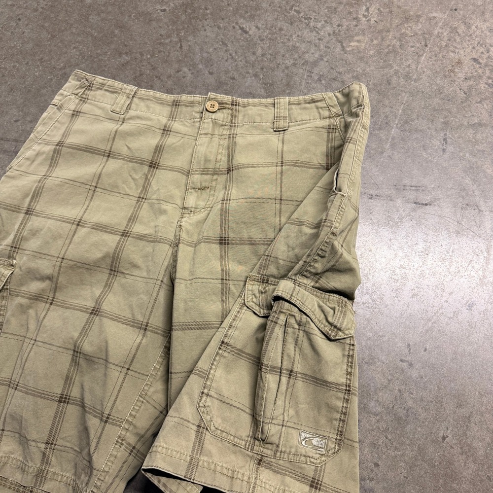 O'Neill Mens Plaid‎ Cargo Shorts Khaki Tan Size 33 Casual Outdoor Surf